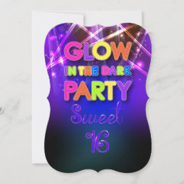 Invitación PixDezines Sweet 16, Luces láser/Fiesta brillante