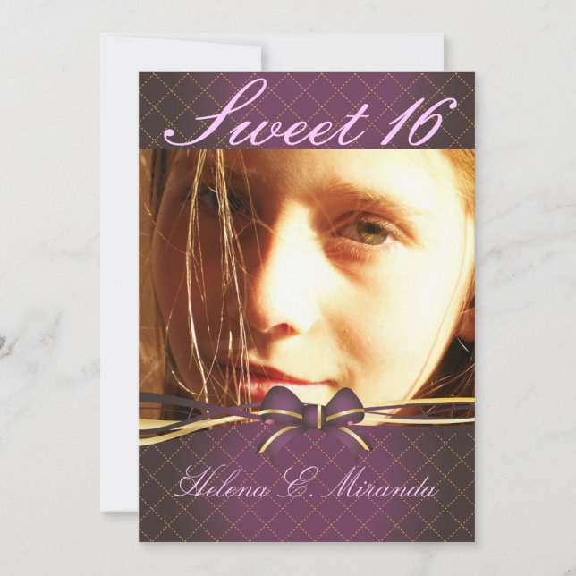 Invitación PixDezines Sweet 16/ princesa/tiara (atrás) (Anverso)