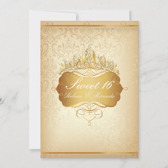 Invitación PixDezines Sweet 16/Vintage Rossi Damask (Anverso)