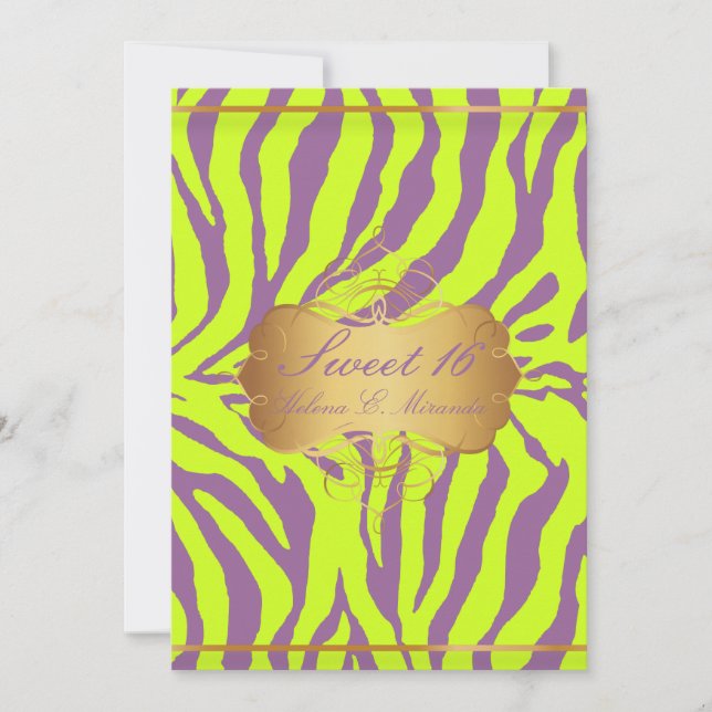 Invitación PixDezines Sweet 16/Zebra Stripes (Anverso)
