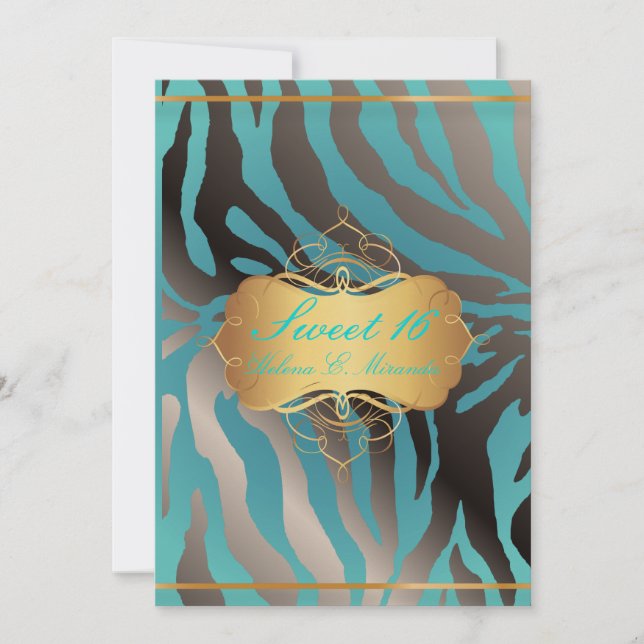 Invitación PixDezines Sweet 16/Zebra Stripes (Anverso)