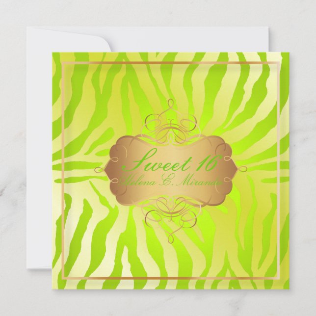 Invitación PixDezines Sweet 16/Zebra Stripes (Anverso)