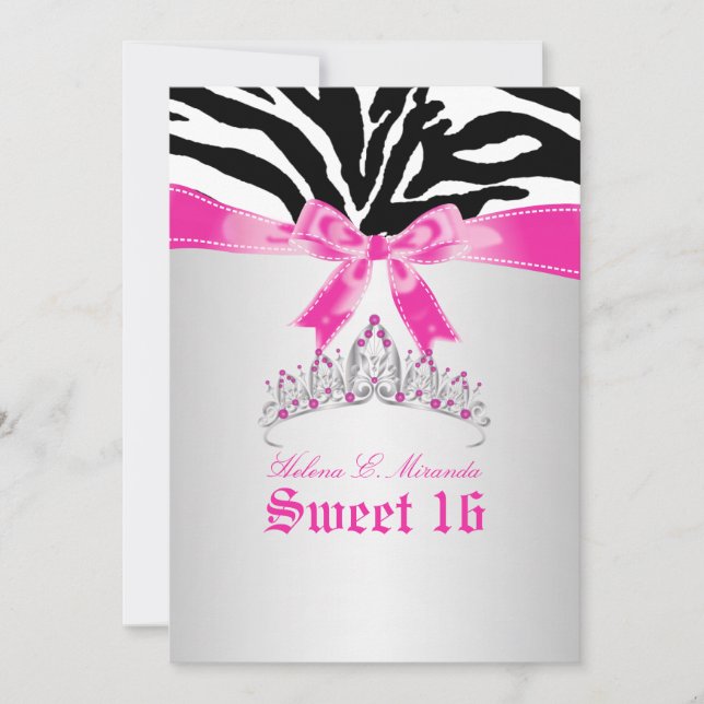 Invitación PixDezines Sweet 16/Zebra Stripes (Anverso)
