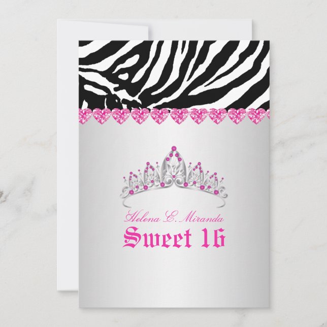 Invitación PixDezines Sweet 16/Zebra Stripes (Anverso)