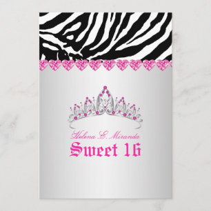 Invitación PixDezines Sweet 16/Zebra Stripes