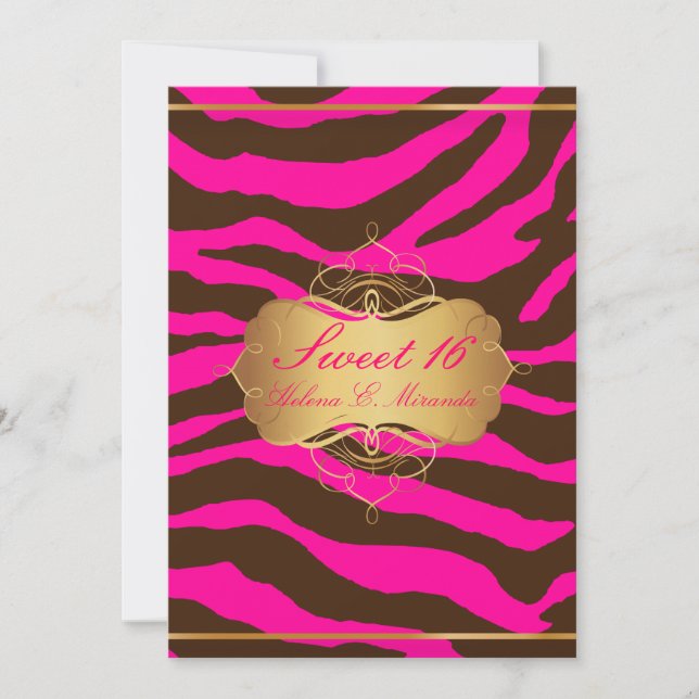 Invitación PixDezines Sweet 16/Zebra Stripes (Anverso)