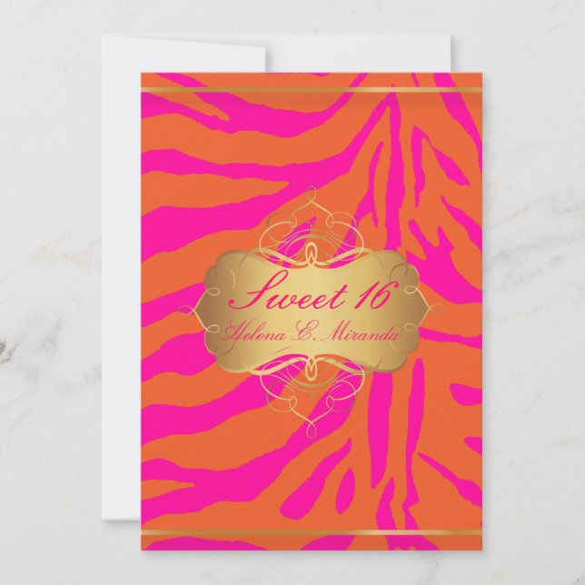 Invitación PixDezines Sweet 16/Zebra Stripes (Anverso)