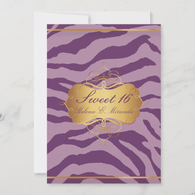 Invitación PixDezines Sweet 16/Zebra Stripes (Anverso)