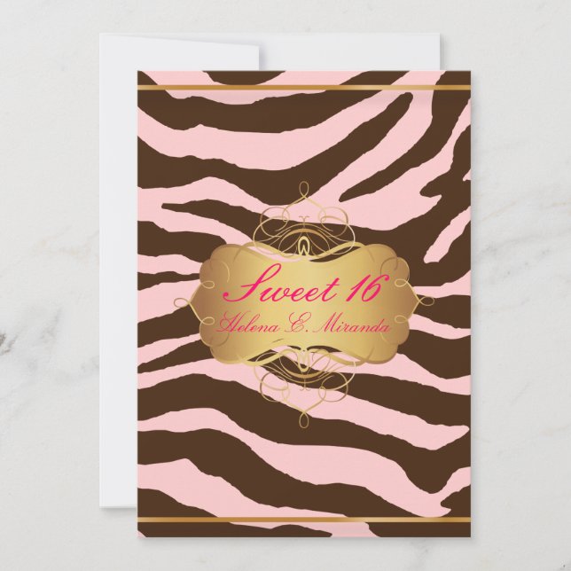 Invitación PixDezines Sweet 16/Zebra Stripes (Anverso)