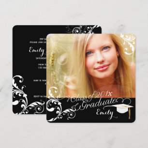 Invitación PixDezines Swirls Graduación/DIY color+fuentes