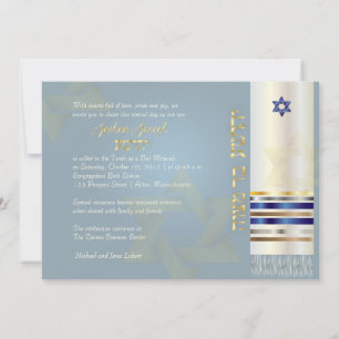 Invitación PixDezines talit/Stylish Bar Mitzvah/ash/gold