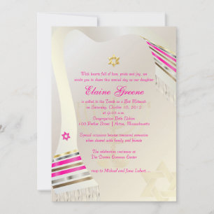 Invitación PixDezines Tallit/Bat Mitzvah rosa