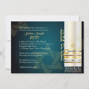 Invitación PixDezines tallit/Stylish Bar Mitzvah/ash/gold