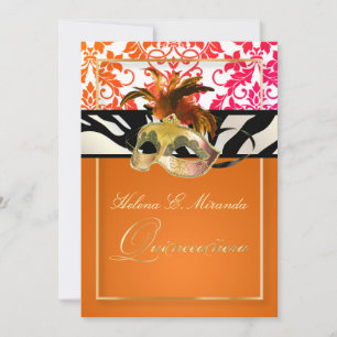 Invitación PixDezines Tanza Damask/Quinceanera/Zebra