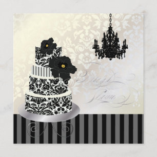 Invitación PixDezines TARTA DE BODAS EN BLANCO Y NEGRO PARA B