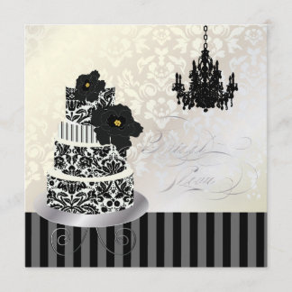 Invitación PixDezines TARTA DE BODAS EN BLANCO Y NEGRO PARA B