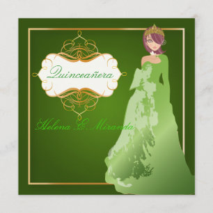 Invitación PixDezines Tiara/vestido Quinceañera esmeralda