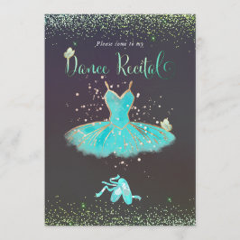 Invitación PixDezines TurquesaTutu Mariposas Recital de Baile