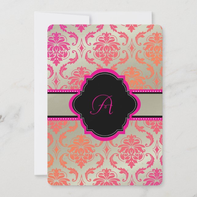 Invitación PixDezines Vendome Damask /sherbet (Anverso)