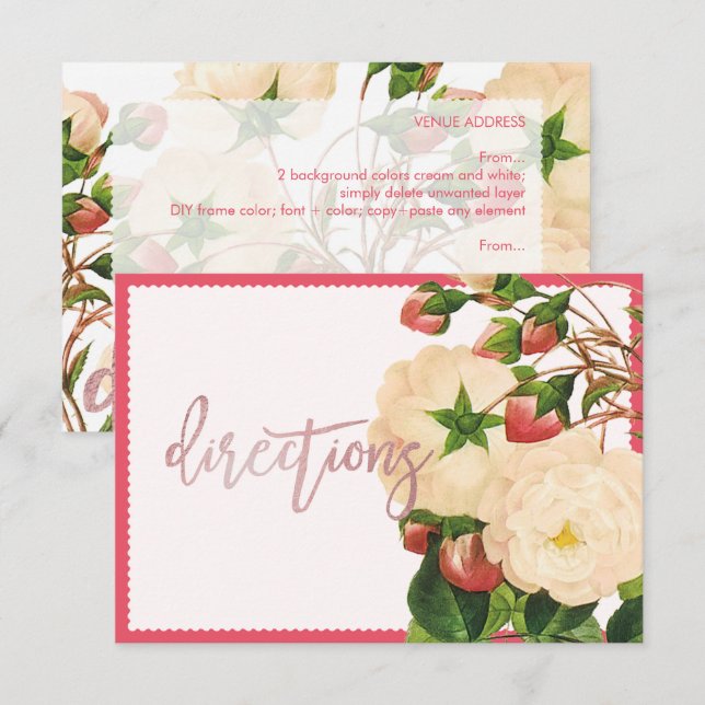 Invitación PixDezines Victoriano Nivea Rosas/Redoute (Anverso / Reverso)