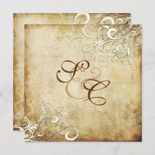 Invitación PixDezines VINTAGE CREAM SWIRLS/Faux Parchment