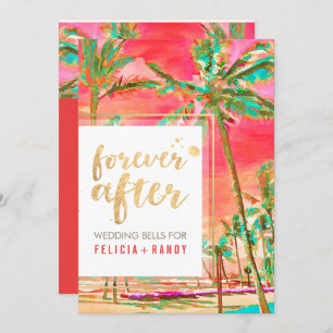 Invitación PixDezines Vintage Hawaiian Beach/Coral/Verde azul