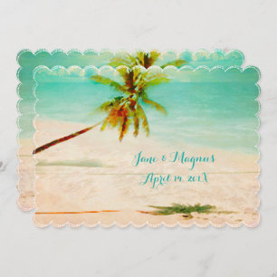 Invitación PixDezines Vintage Hawaiian Beach/Turquoise