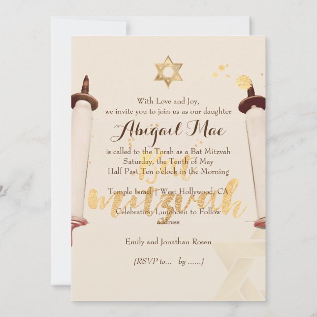 Invitación PixDezines vintage murciélago mitzvah (Reverso)