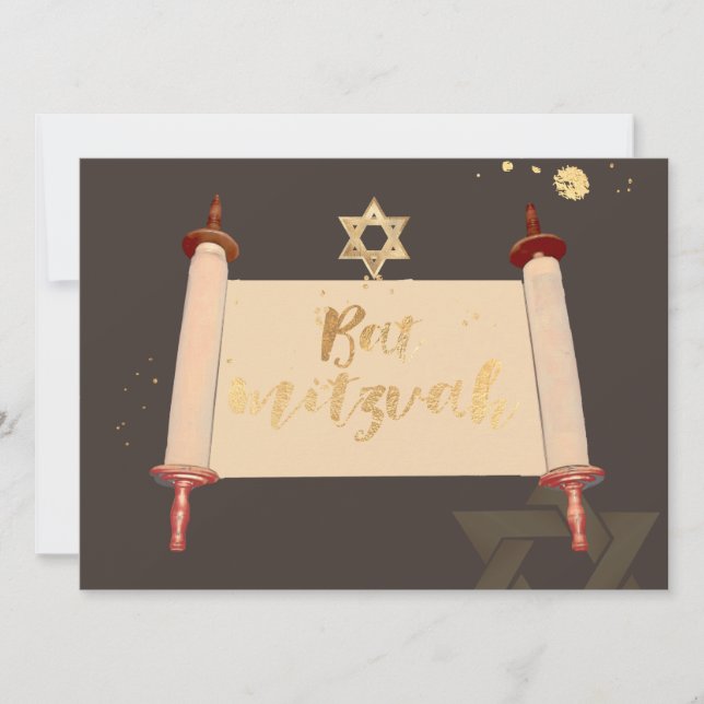 Invitación PixDezines vintage murciélago mitzvah (Anverso)