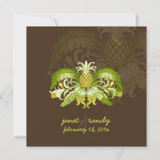 Invitación PixDezines Vintage Piñas Reales Hawaianas