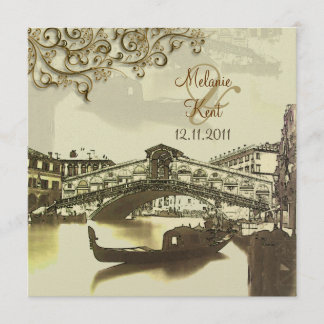 Invitación PixDezines Vintage Venezia, Puente de Rialto/Torbe