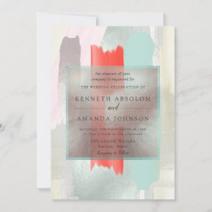 Invitación PixDezines Water Swatts Seafoam Coral