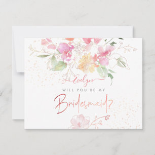 Invitación PixDezines Watercolor Blushing Romance Bridesmaid