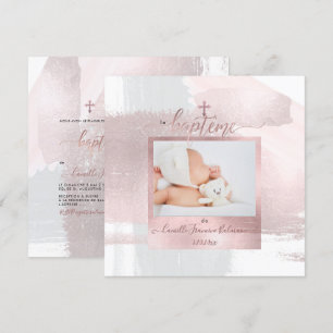 Invitación PixDezines Watercolor Brush Stroke, Baptême Fille