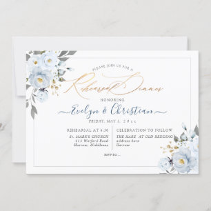 Invitación PixDezines Watercolor Dusty Blue Rosas