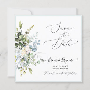 Invitación PixDezines Watercolor Elegante Gum Azul Eucalyptus