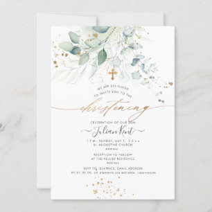 Invitación PixDezines Watercolor Eucalyptus Christening