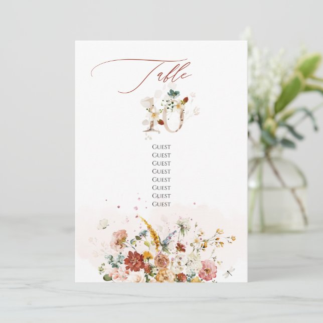 Invitación PixDezines Watercolor Fall Garden Tabla 10 (Anverso de pie)