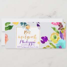 Invitación PixDezines Watercolor/Floral/Bat Mitzvah
