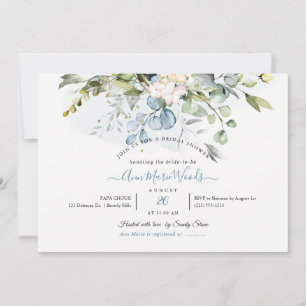 Invitación PixDezines Watercolor Goma Azul Eucalyptus Bridal