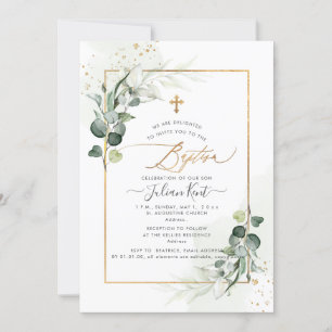 Invitación PixDezines Watercolor Gum Eucalyptus Baptism