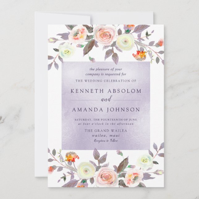 Invitación PixDezines Watercolor Patel Rosas Peach Cream (Anverso)