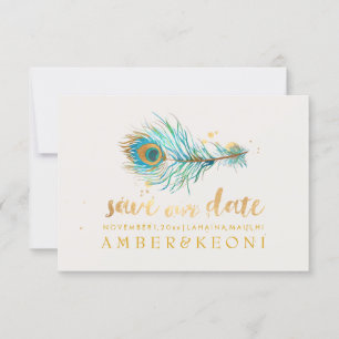 Invitación PixDezines Watercolor Peacock Plume/guardar nuestr