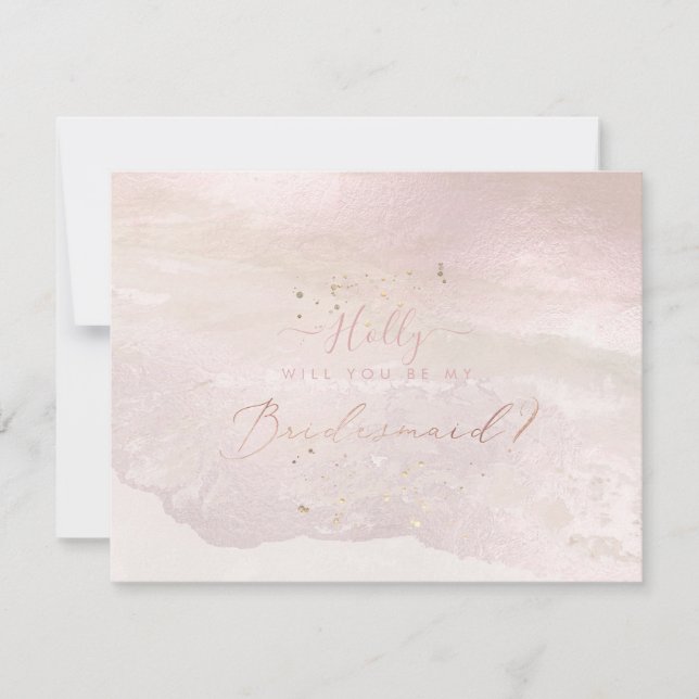 Invitación PixDezines Watercolor Rubor Coastal Bridesmaid (Anverso)