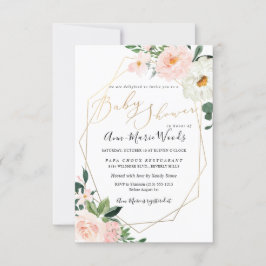 Invitación PixDezines Watercolor Rubor Roses rosados Baby Sho