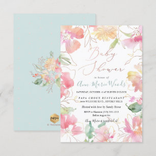 Invitación PixDezines Watercolor Rubor Sweet Peas Baby Shower