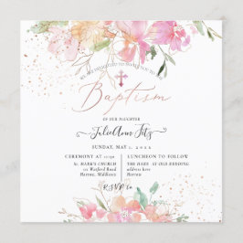 Invitación PixDezines Watercolor Rubor Sweet Peas Baptism