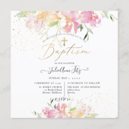 Invitación PixDezines Watercolor Rubor Sweet Peas Baptism