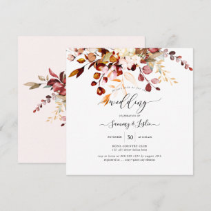 Invitación PixDezines Watercolor Rust Naranja Gum Eucalyptus