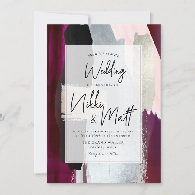 Invitación PixDezines Watercolor Swatches Dahlia Red Rubor (Anverso)